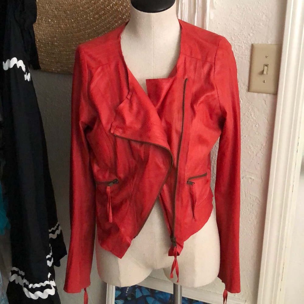Red Orange Moto Jacket